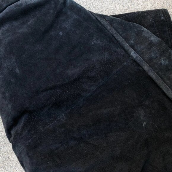 LIVE A LITTLE Leather Suede Coat Jacket LG Women's Black Blazer - Picture 6 of 7